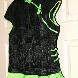Dragon Silk Hangznau Women's Blouse Green Black 100% Silk Lined Size-XL